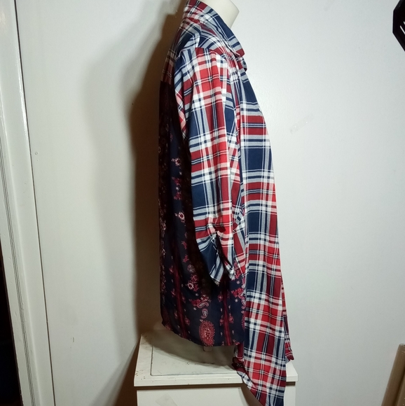 Self Esteem Red Blue Plaid Open Front 3/4 Slv Top Sz 3X - Picture 10 of 13